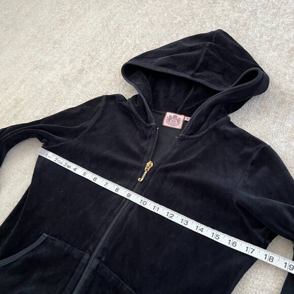 Juicy Couture Velour Zip Up Hoodie Track Jacket M Black - Picture 6 of 13